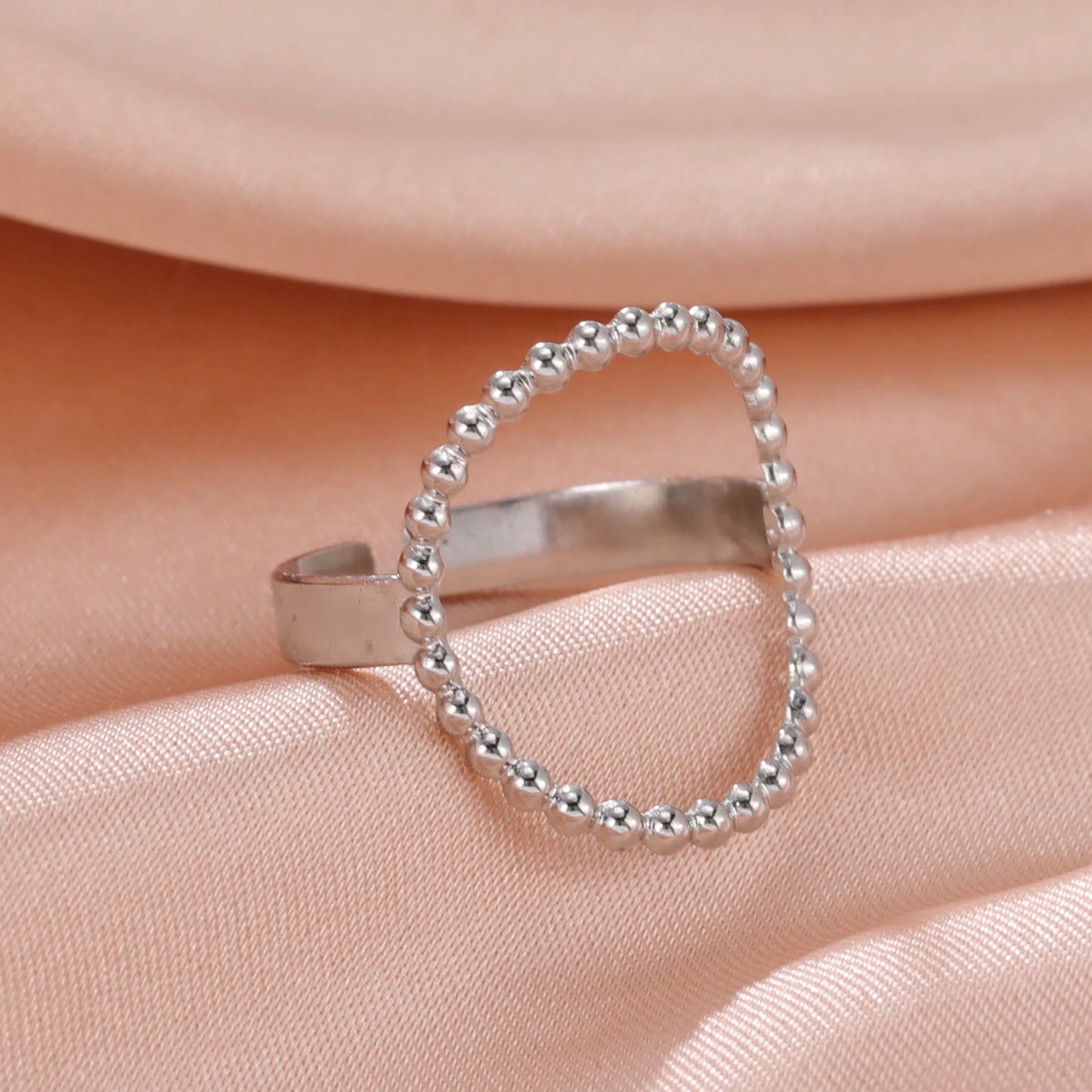 Anillo Ajustable de Corazón Geométrico | Acero Inoxidable