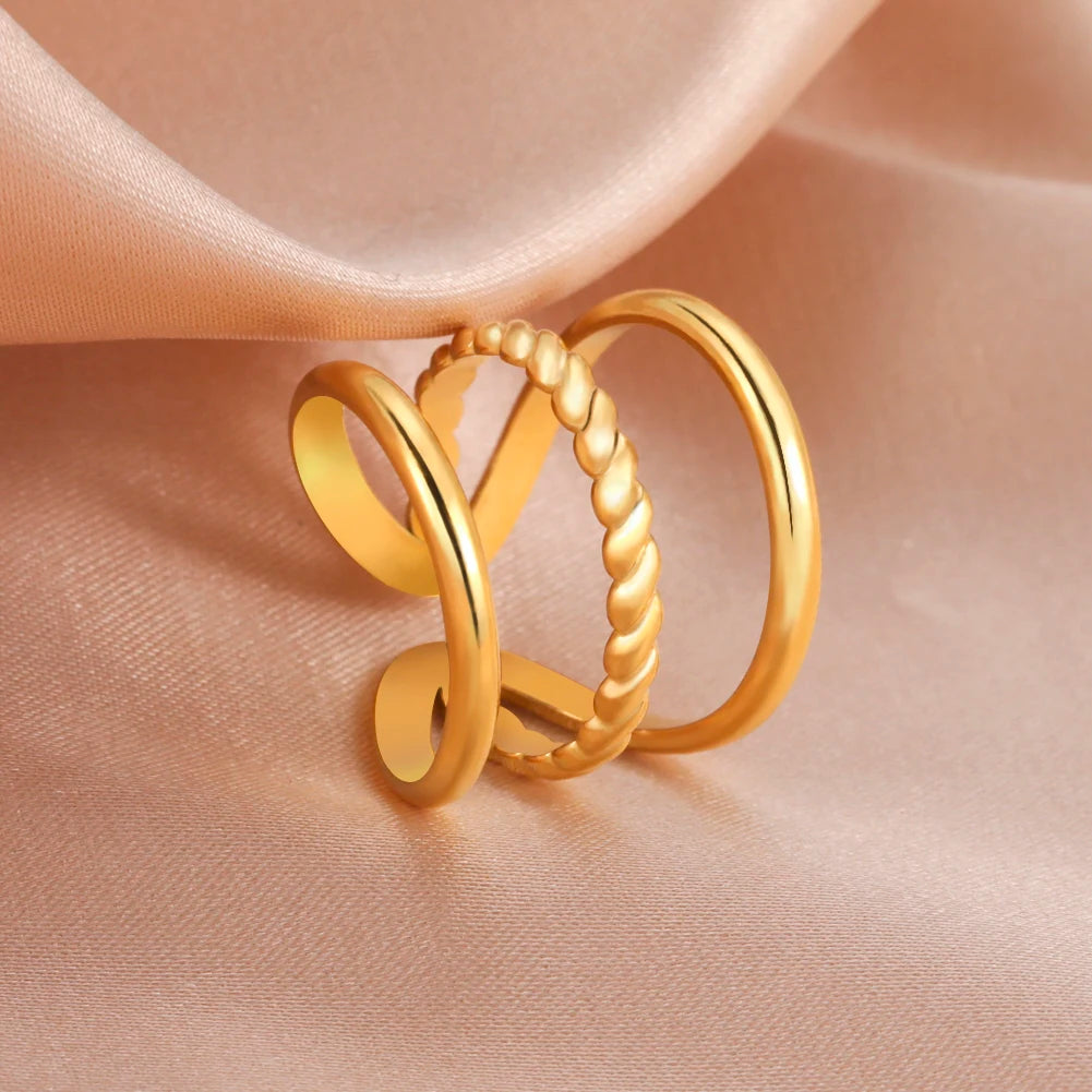 Anillo Ajustable de Corazón Geométrico | Acero Inoxidable