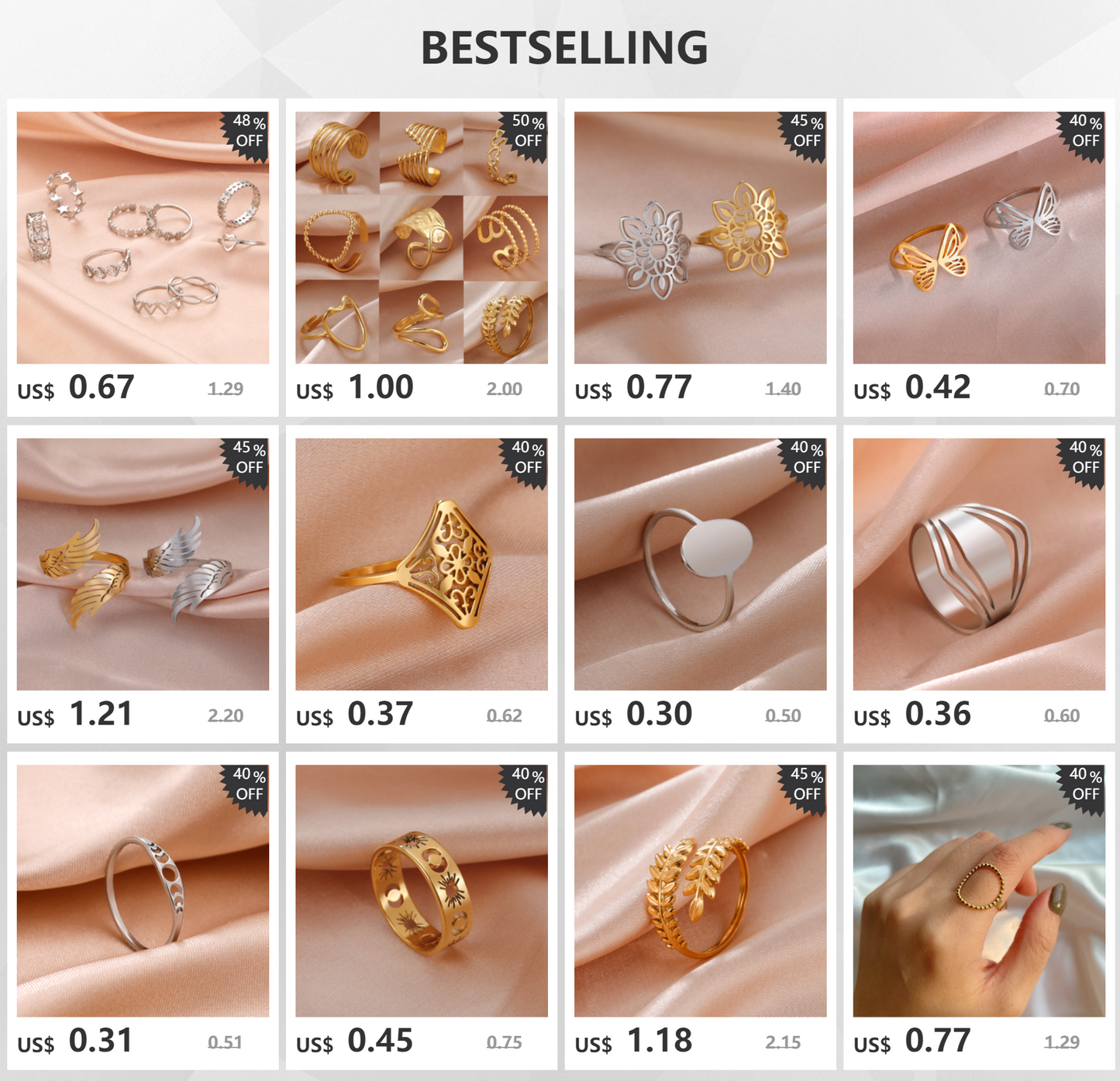 Anillo Ajustable de Corazón Geométrico | Acero Inoxidable