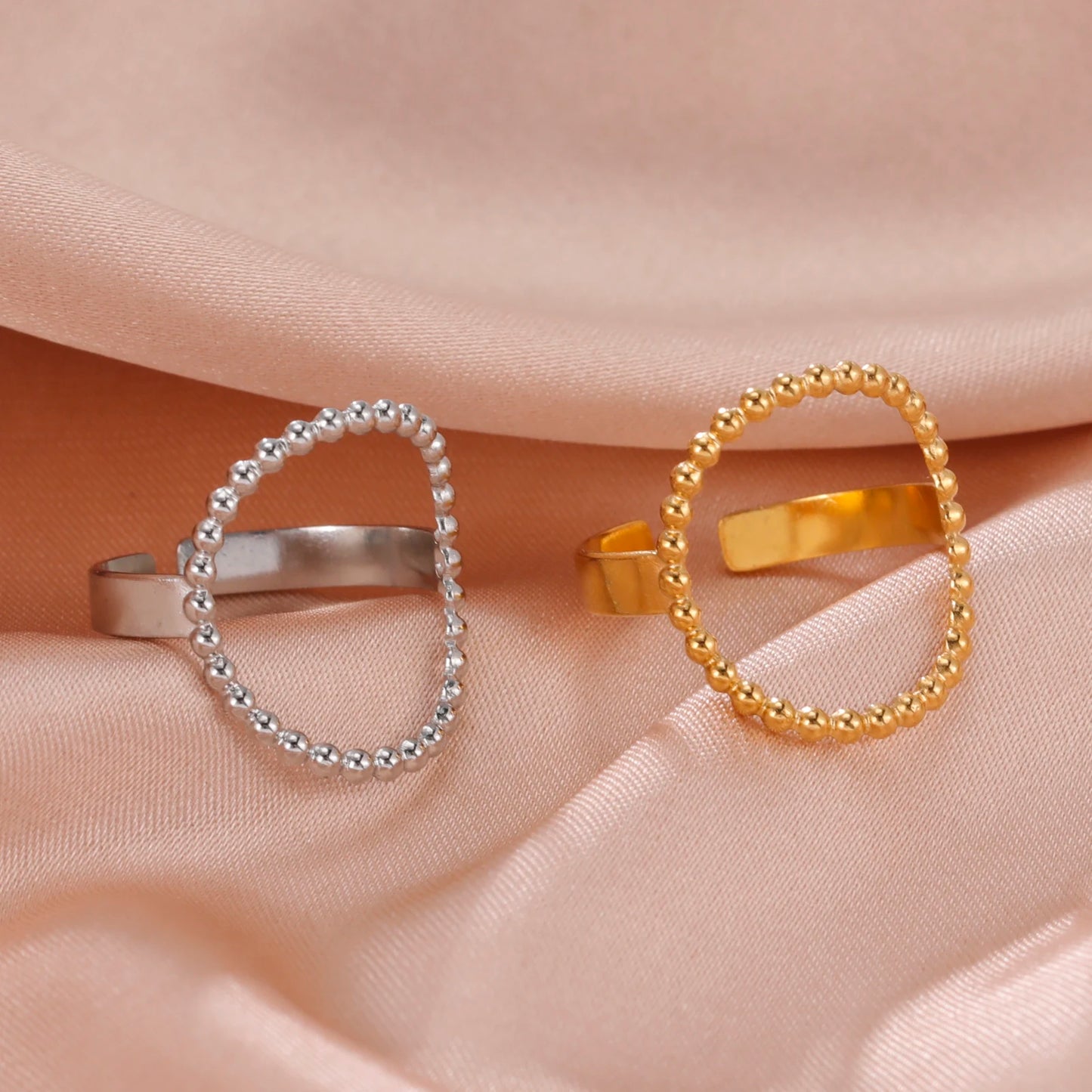 Anillo Ajustable de Corazón Geométrico | Acero Inoxidable