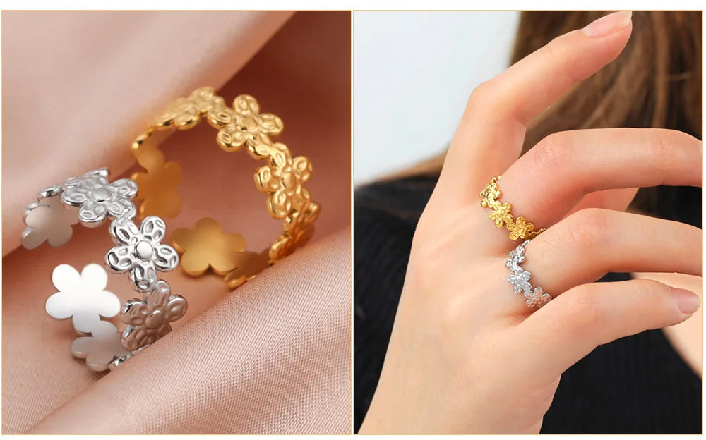 Anillo Ajustable de Corazón Geométrico | Acero Inoxidable