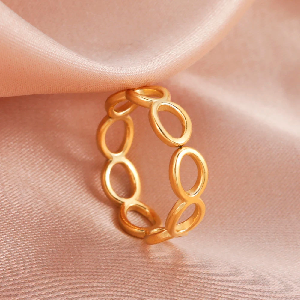 Anillo Ajustable de Corazón Geométrico | Acero Inoxidable
