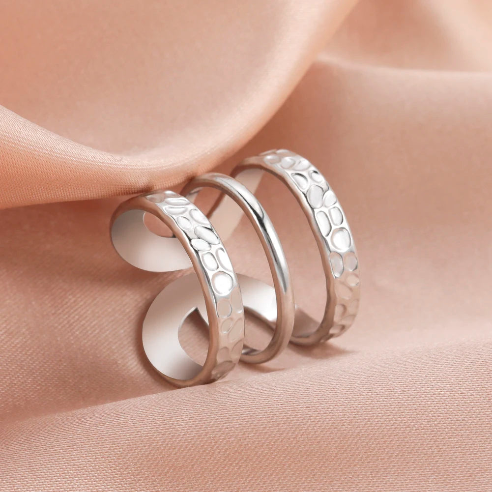 Anillo Ajustable de Corazón Geométrico | Acero Inoxidable