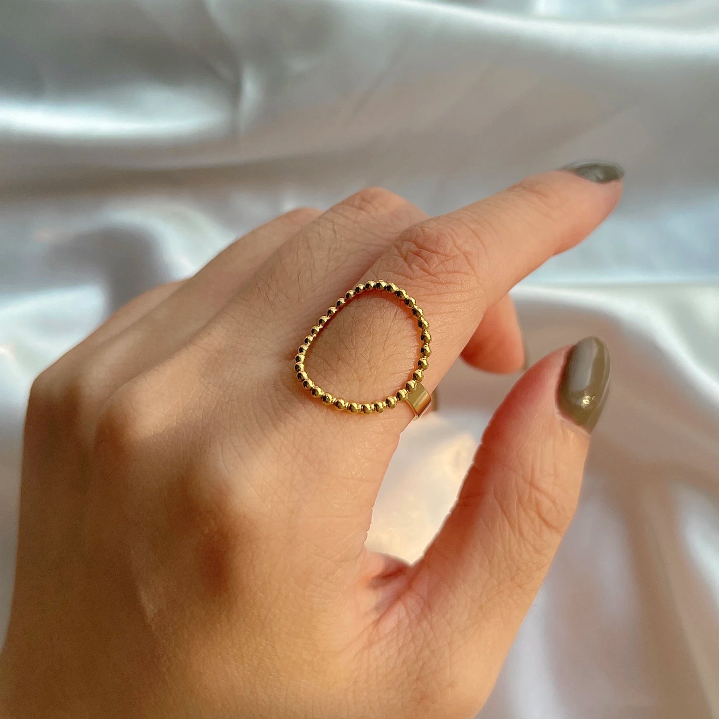 Anillo Ajustable de Corazón Geométrico | Acero Inoxidable
