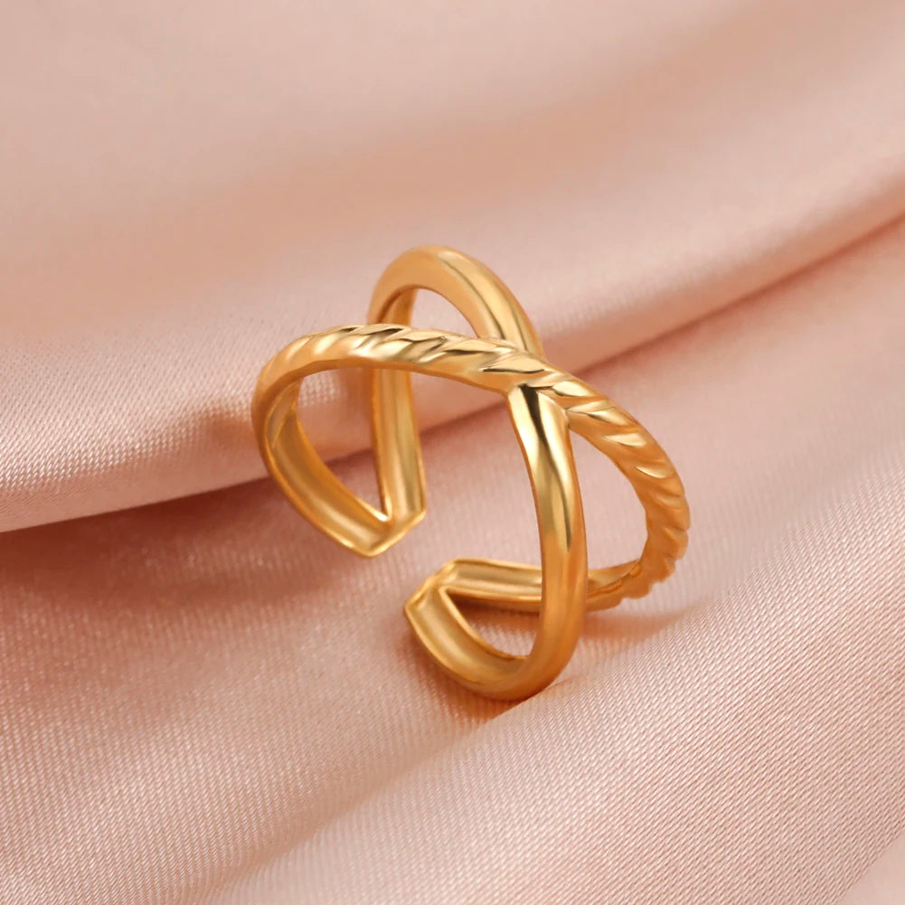 Anillo Ajustable de Corazón Geométrico | Acero Inoxidable