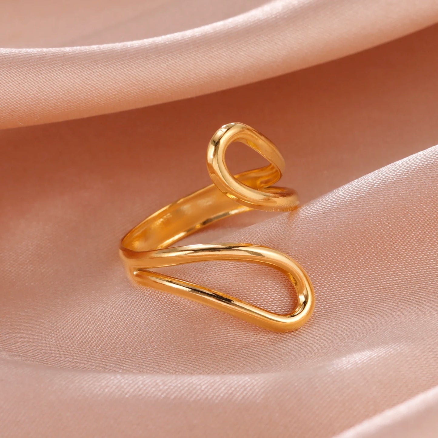Anillo Ajustable de Corazón Geométrico | Acero Inoxidable