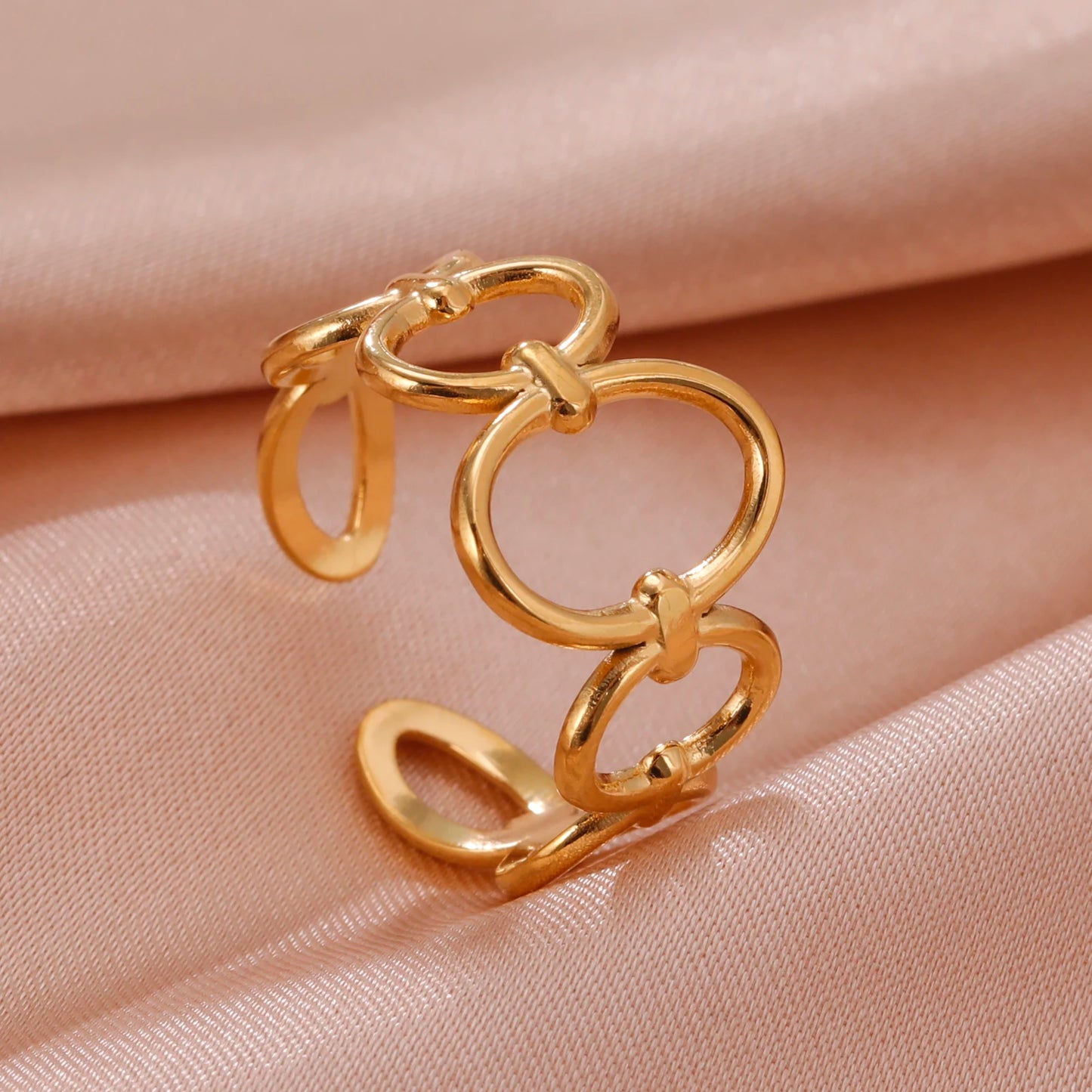 Anillo Ajustable de Corazón Geométrico | Acero Inoxidable