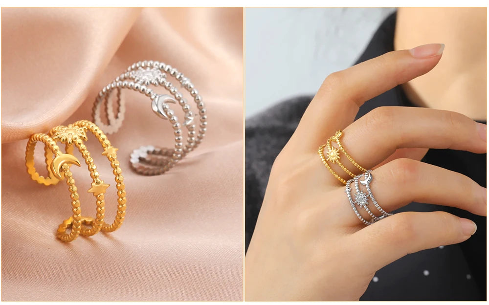 Anillo Ajustable de Corazón Geométrico | Acero Inoxidable