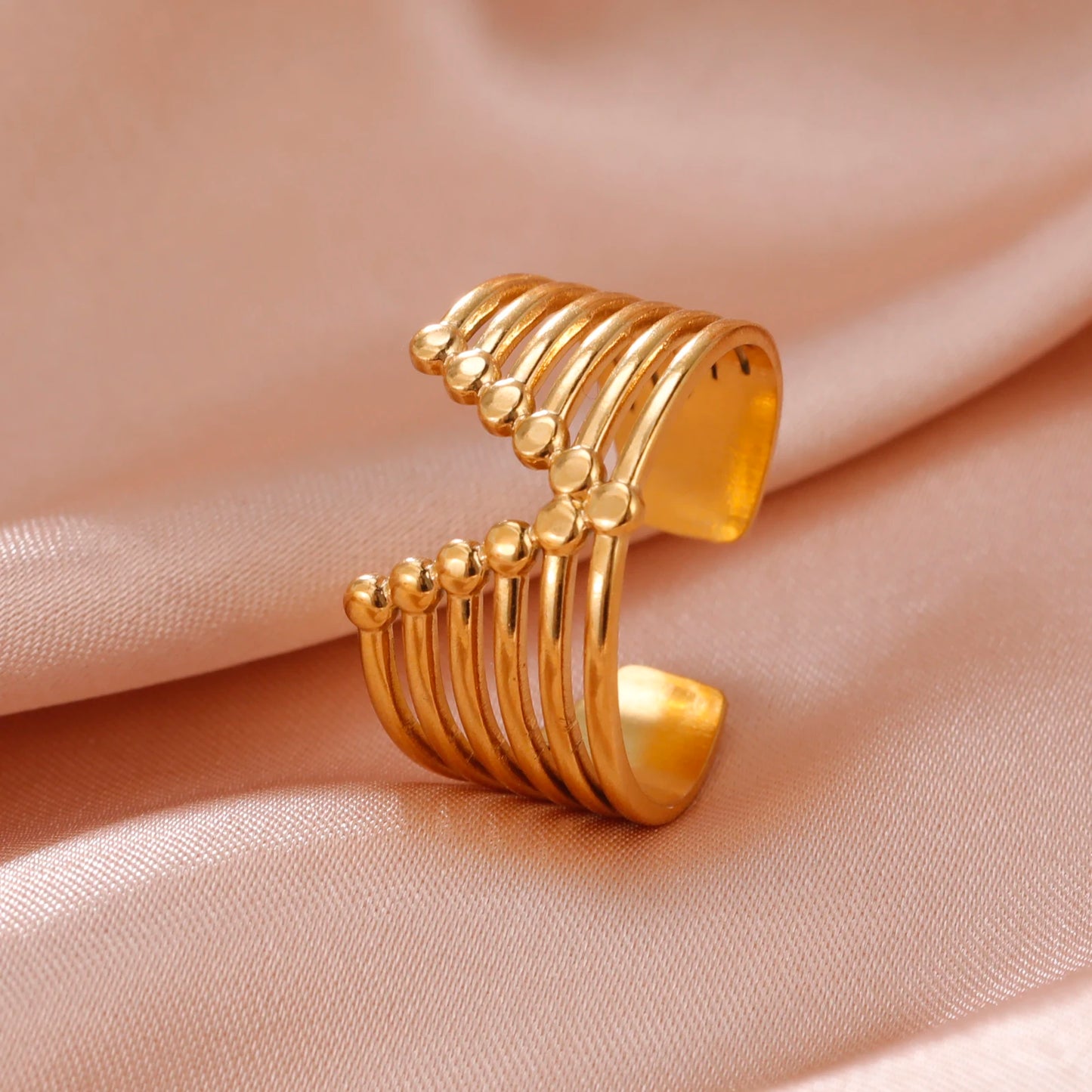Anillo Ajustable de Corazón Geométrico | Acero Inoxidable