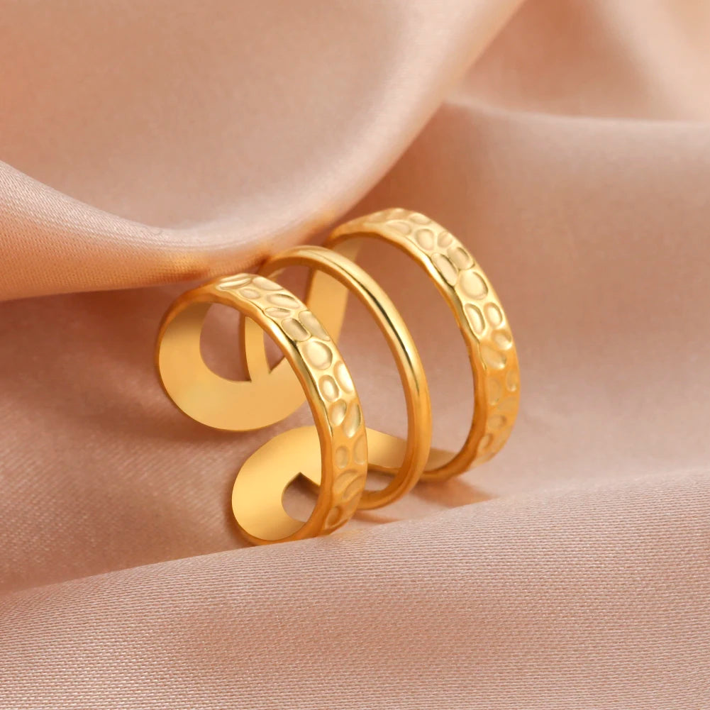 Anillo Ajustable de Corazón Geométrico | Acero Inoxidable