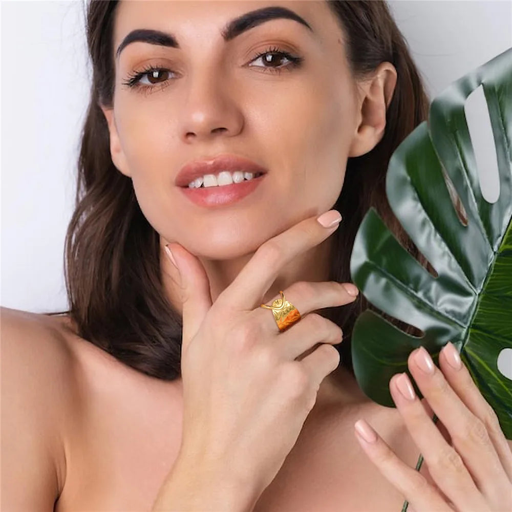 Anillo Ajustable de Corazón Geométrico | Acero Inoxidable