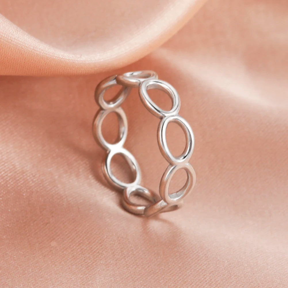 Anillo Ajustable de Corazón Geométrico | Acero Inoxidable