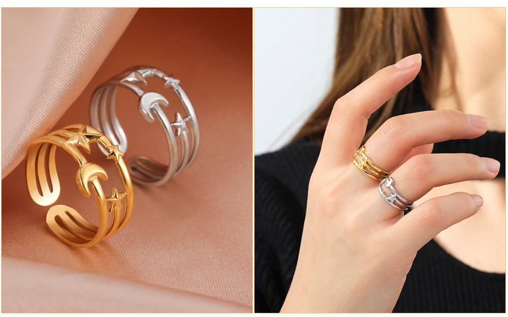 Anillo Ajustable de Corazón Geométrico | Acero Inoxidable