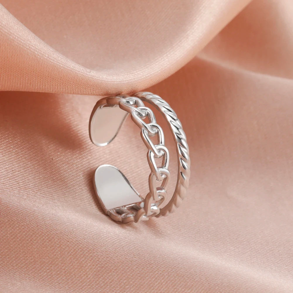 Anillo Ajustable de Corazón Geométrico | Acero Inoxidable